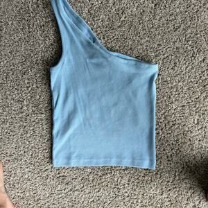 One shoulder Noisy May ribbed tank